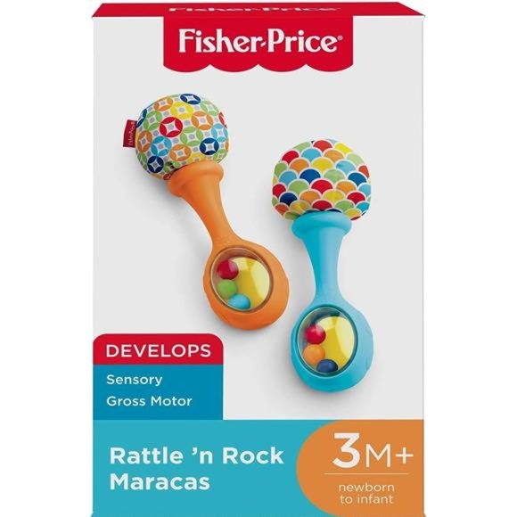 NEW - Fisher-Price Newborn Toys Maracas, Set of 2 Soft Musical Instruments - Picture 5 of 6